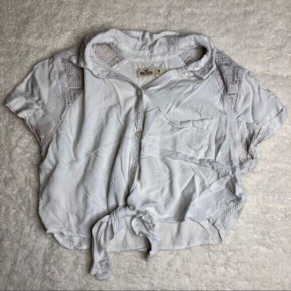 Hollister White Cropped Button Down Shirt - Picture 4 of 6
